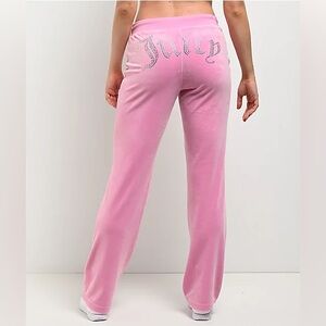 NEW! NWT JUICY COUTURE Velour OG Bling Sweatpants Floral Bloom Pink Size XL